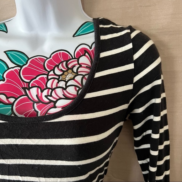 Forever 21 Black White Stripe Long Sleeve Bow Back Dress - Picture 2 of 4